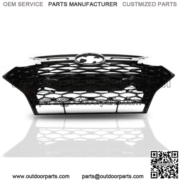 Front Upper Grille Fit For 2019-2020 Hyundai Elantra Sport Sedan Gloss Black