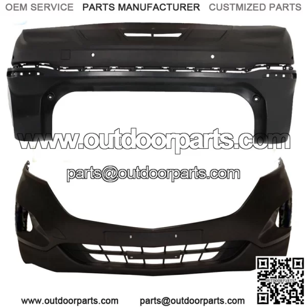 Front Bumper Cover&Rear Bumper Cover Primed Plastic For 2018 2019 Chevy Equinox