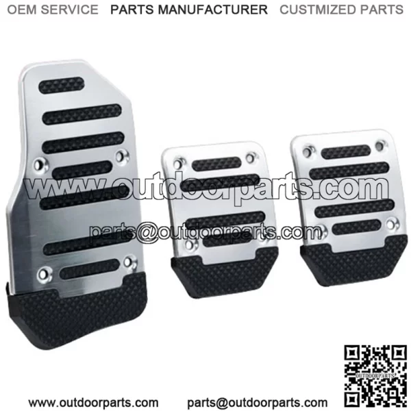 3Pc Non-Slip Manual Gas Brake Foot Pedal Pad Cover Car Accessories Parts Silver (For: More than one vehicle)