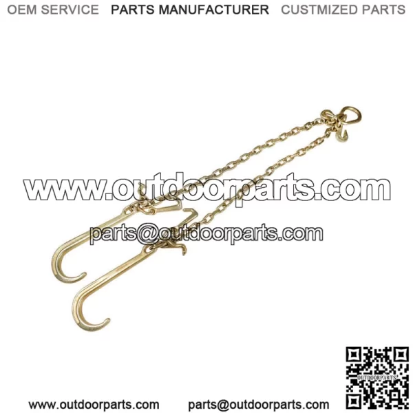 5/16" G70 V-Chain Bridle w/15" Large J Hooks,T- Hook&J-Hook w/ Grab Hooks 3' New