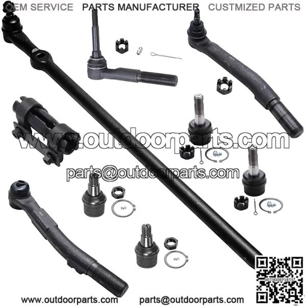 4WD Front 9pc Suspension Kit for 05-16 Ford F-250 F-350 Super Duty 4 Ball Joints 2 Outer Tie Rods 1 Outer Steering Tie Rod at Pitman Arm 1 Adjustment Sleeve 1 Center Link Replacement