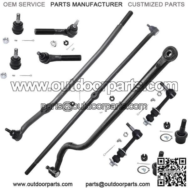 4WD Front 11pc Suspension Kit for 2000 2001 2002 Dodge Ram 2500 3500, 4 Upper & Lower Ball Joints, 4 Inner & Outer Tie Rods, 2 Sway Bar Links, 1 Track Bar, Replacement