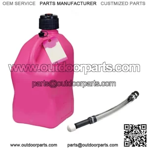 Pink 5.5 Gallon Square Utility Jug + Deluxe Fill Hose