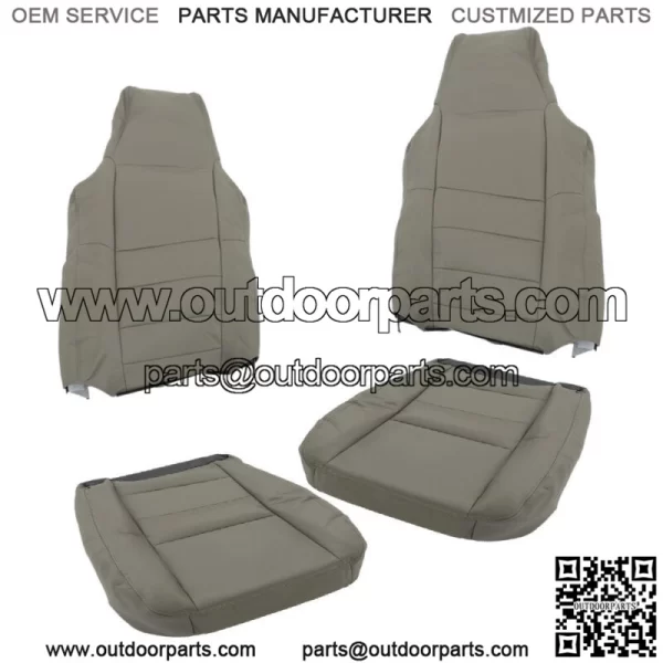 Front Seat Cover For Ford F250 F350 2002-07 Lariat Driver Passenger Leather Gray - Image 4