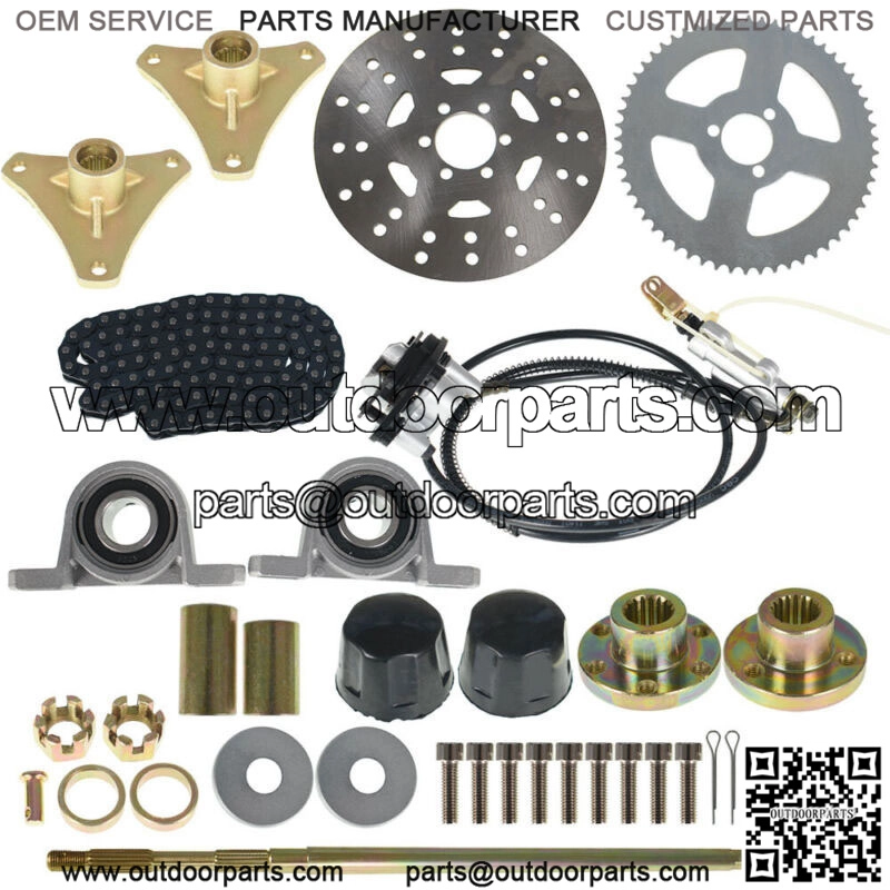 Go Kart Rear Live Axle Kit Sprocket Hub Brake Assembly chain Disc