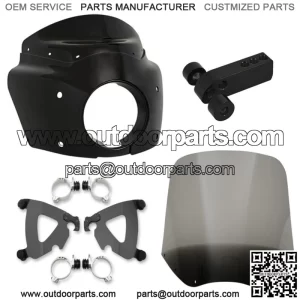 Memphis Shades Road Warrior Fairing 15" Smoke Windshield Black Kit Harley Dyna (For: Harley-Davidson)