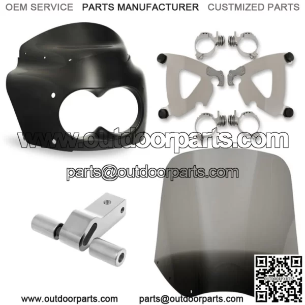 Memphis Shades Road Warrior Fairing Mount 15" Smoke Windshield Harley Dyna FXDF (For: Harley-Davidson)