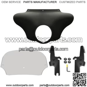 Memphis Shades Batwing Fairing 7" Solar Windshield Black Mounts Harley FLHR 94+ (For: Harley-Davidson)