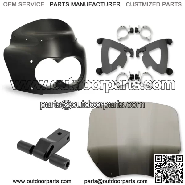Memphis Shades Road Warrior Fairing Mount 11" Smoke Black Windshield Harley Dyna (For: Harley-Davidson)