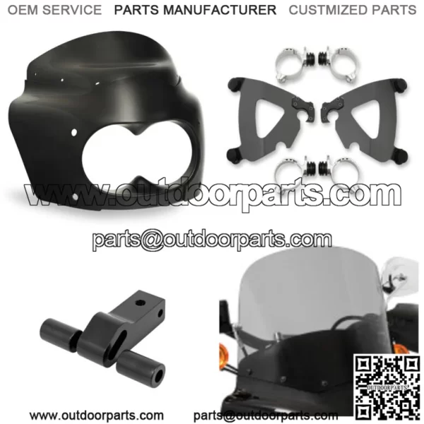 Memphis Shades Road Warrior Fairing Mount 13" Smoke Black Windshield Harley Dyna (For: Harley-Davidson)