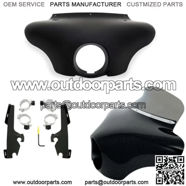 Memphis Shades Batwing Fairing 6.5" Smoke Windshield Black Mount Kit Harley Dyna (For: Harley-Davidson)
