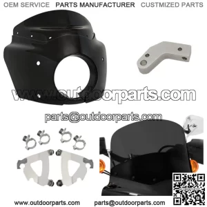 Memphis Shades Road Warrior Fairing 11 Windshield Dark Black Polished Kit Harley (For: Harley-Davidson)