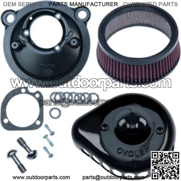 Black Stealth Mini Tear Drop Air Cleaner Filter Kit Harley XL Sportster 07+ (For: Harley-Davidson)