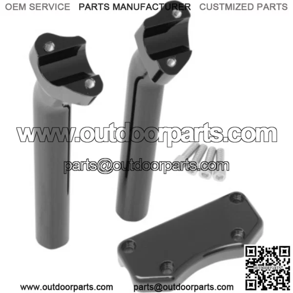 Gloss Black 9 1/2 Pullback Risers Handlebar Top Clamp Kit Harley Softail Dyna XL (For: Harley-Davidson)