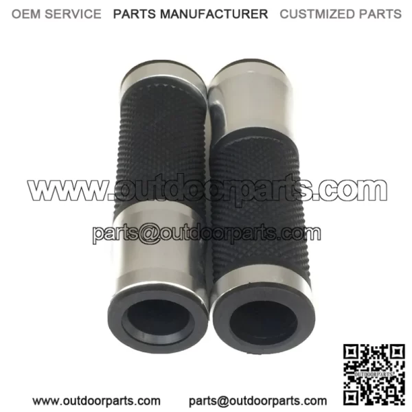 1 Pair 7/8" CNC Motorcycle Bike ATV Sports Aluminum Rubber Gel Hand Grips Handlebar Cafe Racer End Bar (Titanium) - Image 2