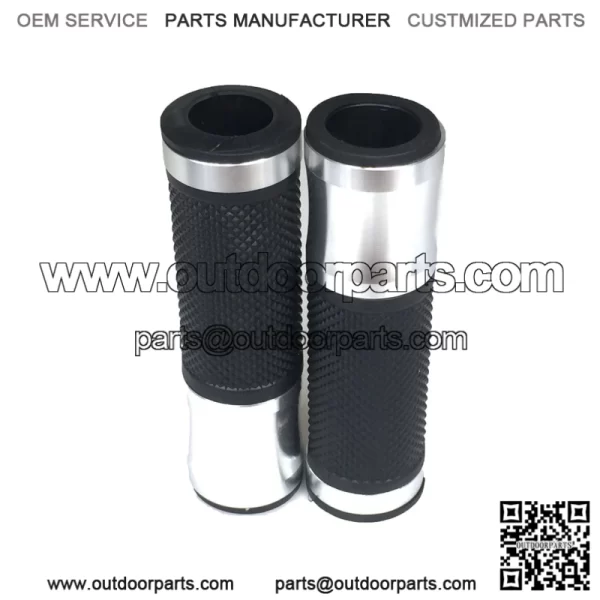 1 Pair 7/8" CNC Motorcycle Bike ATV Sports Aluminum Rubber Gel Hand Grips Handlebar Cafe Racer End Bar (Titanium) - Image 4