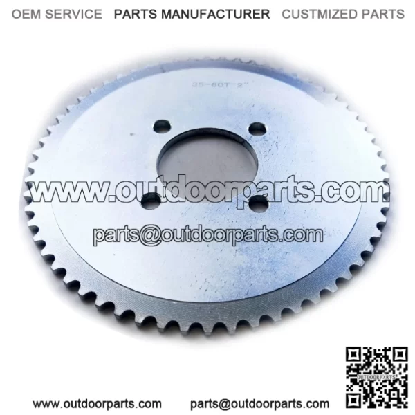 60 Tooth Go Cart/Mini Bike Sprocket - Steel 4 Hole 2" bore For #35 Chain / 469 - Image 2